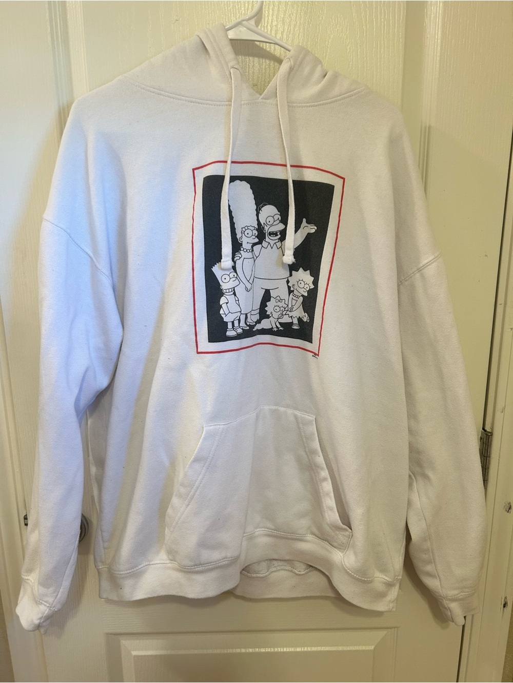 White Crewneck Sweatshirt with Black & Red Simpsons Graphic